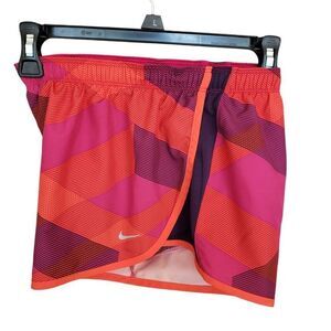 Nike Womens Dri-Fit Running Shorts S Pink & Orange Geometric Athletic Sportswear
